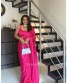 Hot Pink Satin Silk Saree