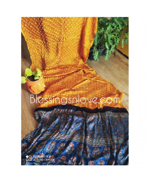 Ajrakh Bandhani Saree (Modal Silk)