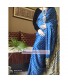 Blue Ajrakh Bandhani Modal Silk Saree