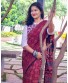 Red Ajrakh Hand Blockprint Cotton Saree