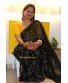 Black Pure Crepe Handmade Bandhani Saree 