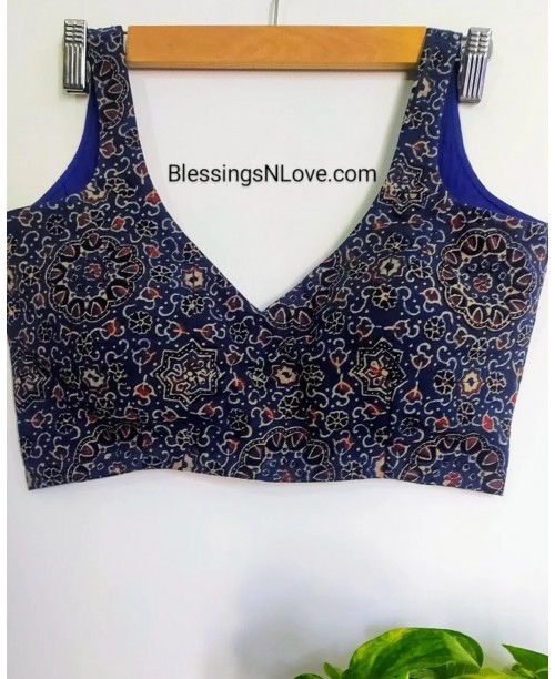 Blue Ajrakh Padded Blouse