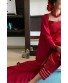 Maroon Red Raw Silk Suit