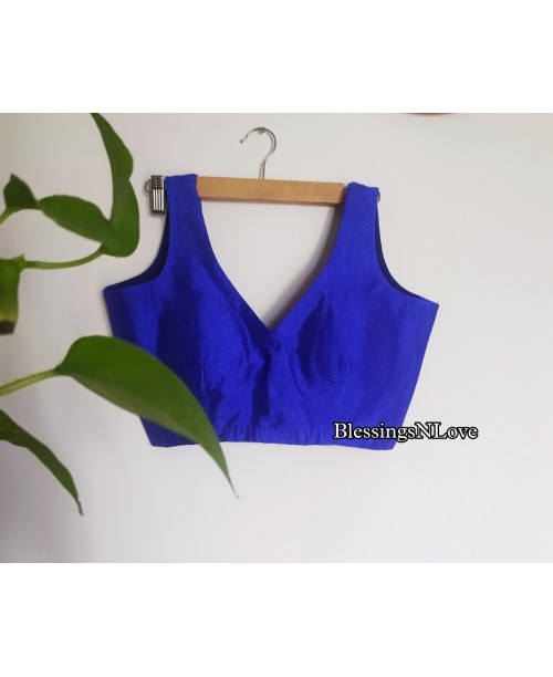 Blue Raw Silk Blouse