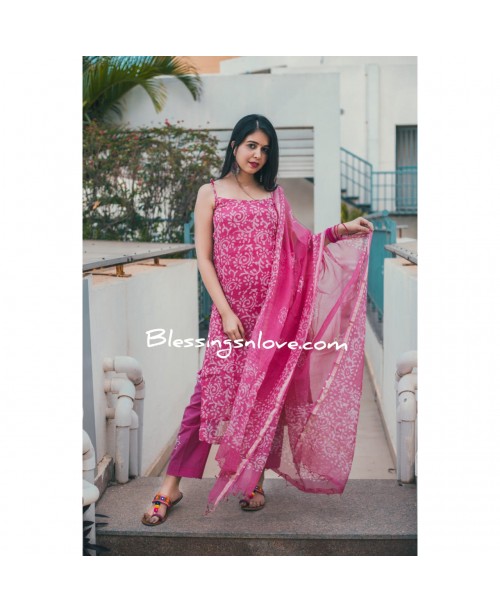 Pink Kota Doria Stitched Suit