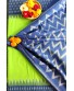 Pochampalli Ikat Handwoven Cotton Saree (Green-Blue)