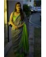 Grey And Green Linen Saree