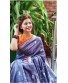 Purple Pure Linen Handwoven Saree