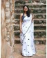 White Linen Embroidered Polka Saree