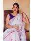 White Linen Embroidery Saree