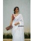 Pure White Handwoven Linen By Linen Saree