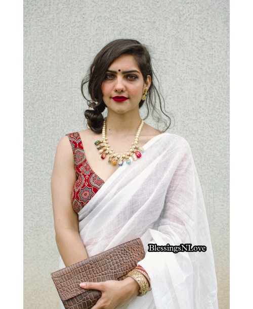 Pure White Handwoven Linen By Linen Saree