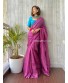 Magenta Pink Handwoven Linen Saree