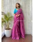 Magenta Pink Handwoven Linen Saree