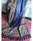 Blue Linen Kalmakari Patch Work Saree