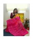 Pure Crepe Handmade Bandhani Saree (Yellow-Pink)