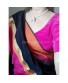 Maheswari Handloom Silk Saree (Black-Pink)