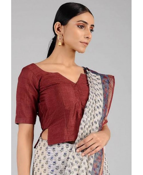 Maroon Raw Silk Long Blouse