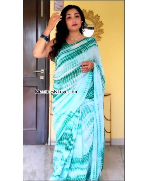 Green Shibori Saree