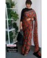 Red Ajrakh Modal Silk With Floral Handblock Print