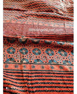 Ruby Red Ajrakh Modal Silk Saree 