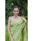 Green Silk Linen Handwoven Saree