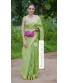 Green Silk Linen Handwoven Saree