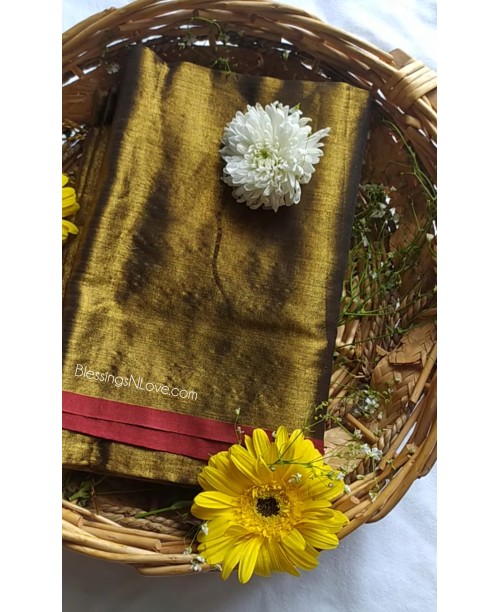 Metallic Gold Tissue Mul Saree