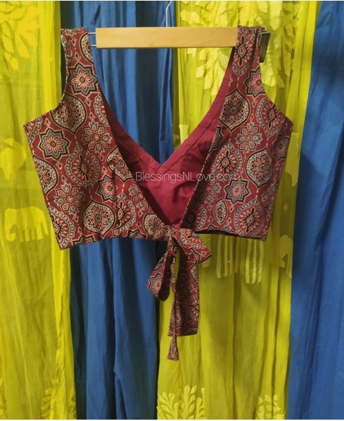 Red Ajrakh Back Knot Blouse