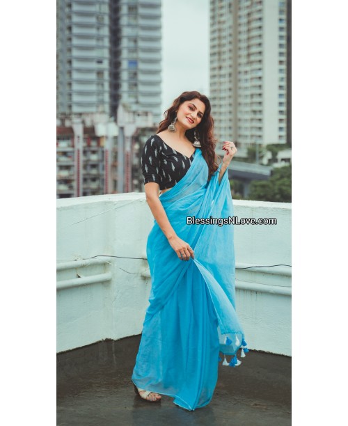 Sky Blue Mul Saree