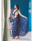 Blue And White Chiffon Lahariya Saree