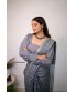 GREY CREPE SQARE NECK FULL BALLON SLEEVES BLOUSE