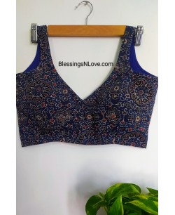 Blue Ajrakh Padded Blouse