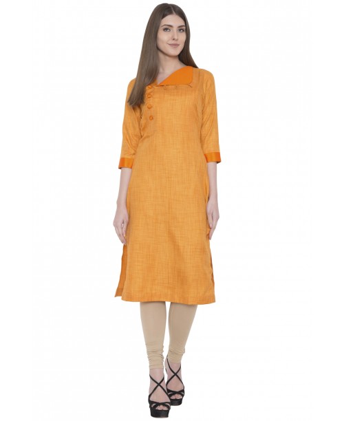 Orange Khadi Silk Kurta