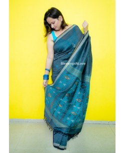 Dhakai Jamdani Saree - Cotton By Linen